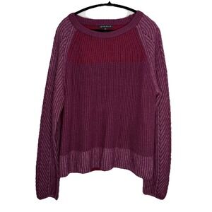 Love Ellie Maroon Burgundy Two Tone Textured Sweater Long‎ Sleeve Knit Soft Cozy